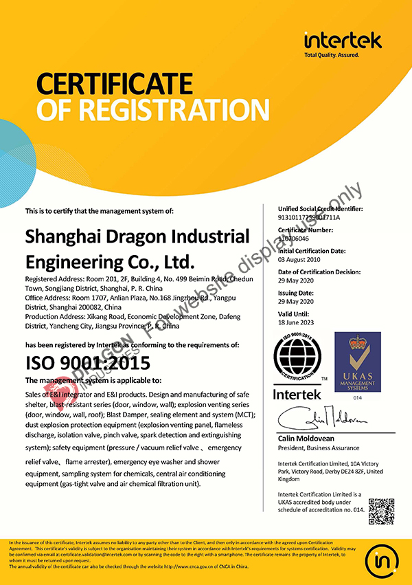 	Dragon Industries(SH) ISO 9001